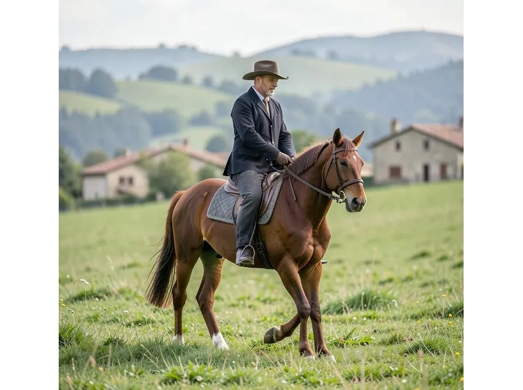 Maremmano cavalcato da un Buttero