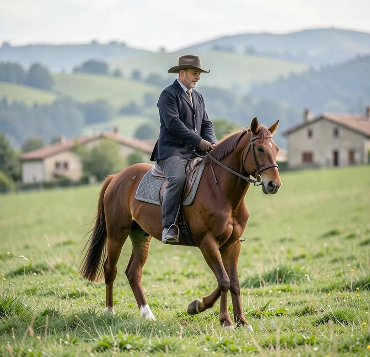 Maremmano cavalcato da un Buttero