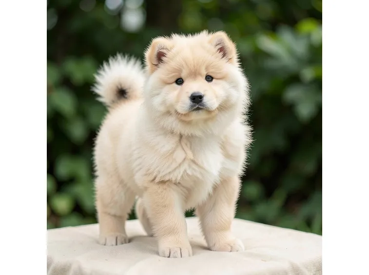Cucciolo di chow chow bianco