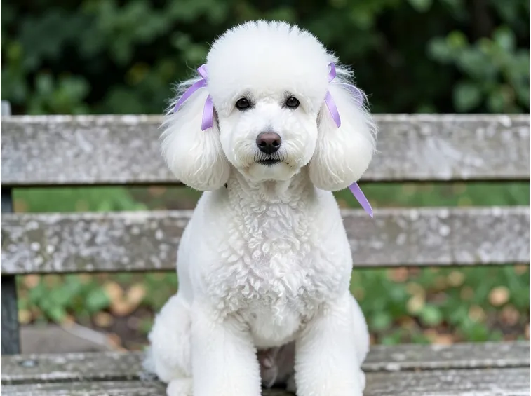 Un barboncino bianco alla moda