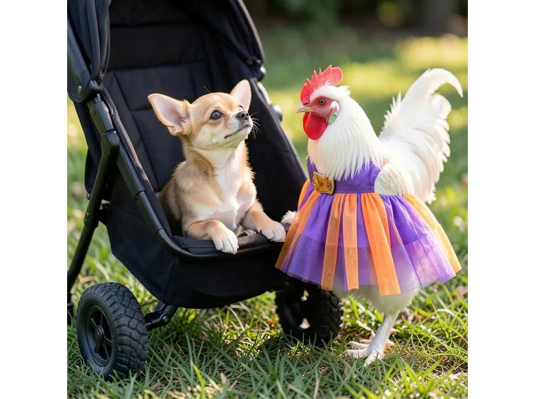 roo il chihuahua e penny il polletto