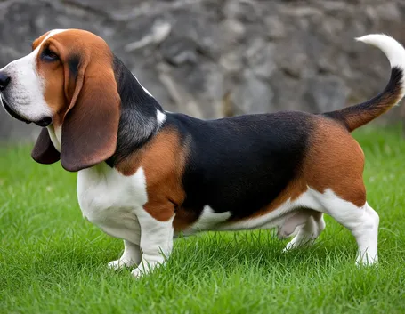 Bell'esemplare di bassethound bicolore
