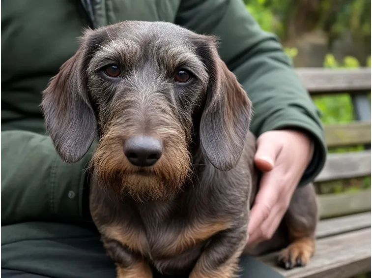 Dachshund e allevatore.