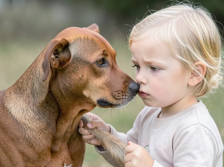 cane con bambino