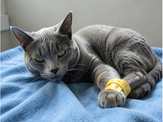 gatto con zampa rotta